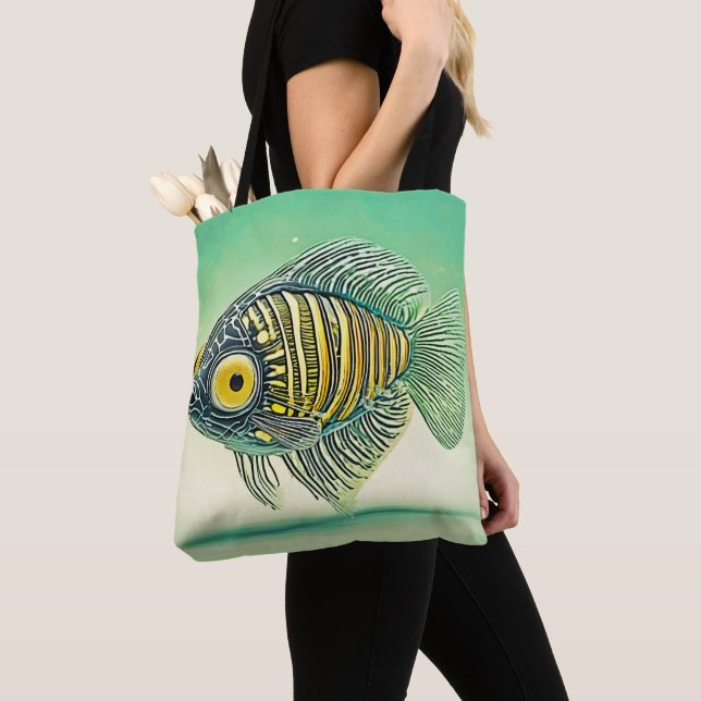 Tote Bag Art du poisson stylisé (De près)