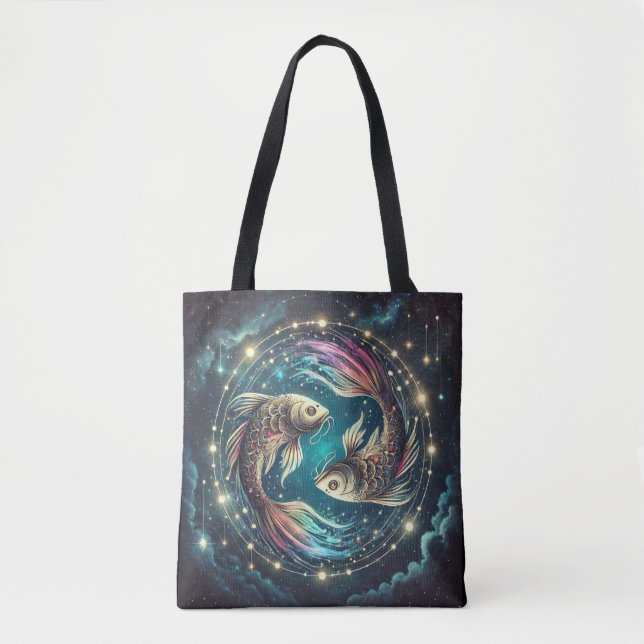 Tote Bag Art du zodiaque Poissons (Devant)