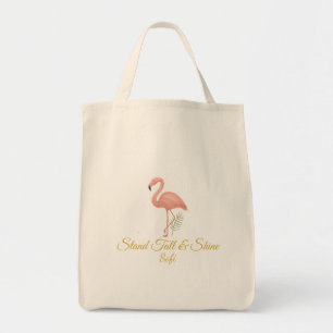 Tote Bag Art élégant de flamant rose avec citation pastel d