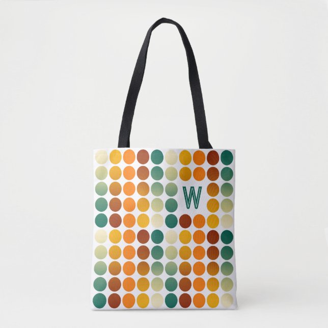 Tote Bag Art en pointillés sarcelle bleu vert rouge marron  (Devant)