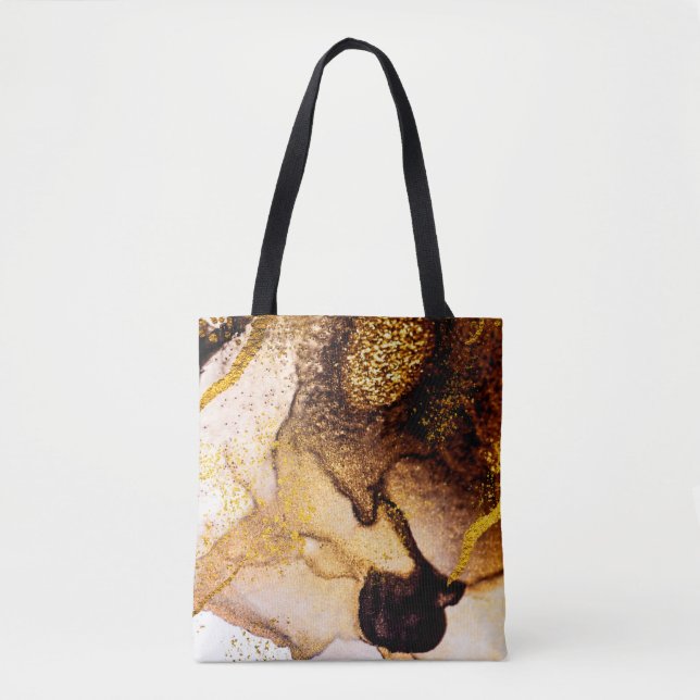 Tote Bag ART exotique. Tourbillon doré, design artistique.  (Devant)