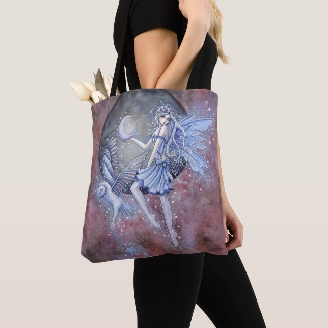 Tote Bag Art fantastique de fée magique et de hibou (De près)