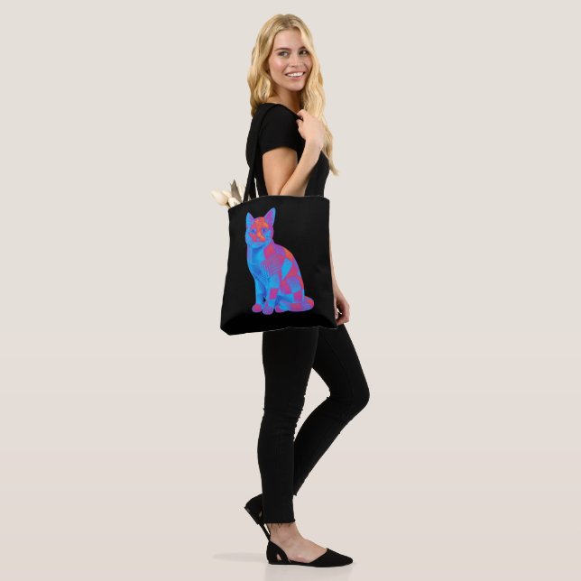 Tote Bag Art félin géométrique tripant (Sur le modèle)