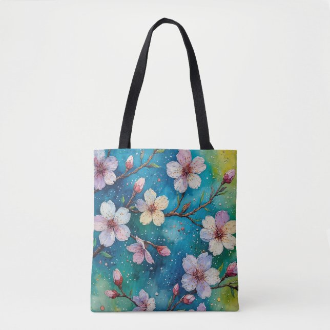 Tote Bag Art Fleur Japonaise Sakura Fourre-tout (Devant)