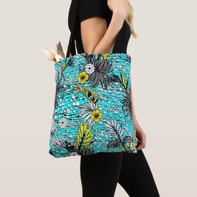 Tote Bag Art Floral Exotique Abstrait (De près)