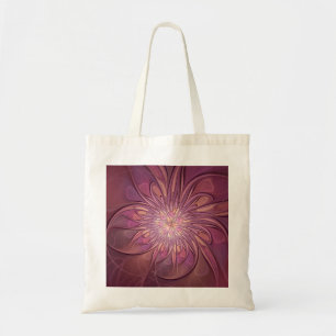 Tote Bag Art floral fractal moderne abstrait couleurs de ba