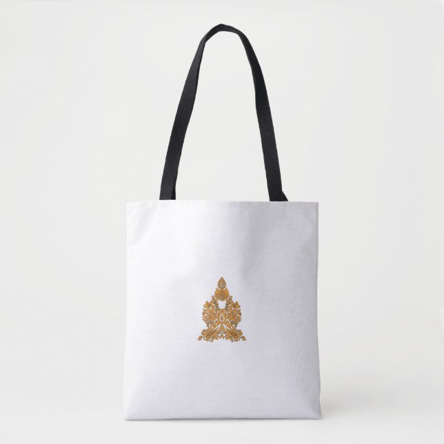 Tote Bag Art Floral Paisley ・ Décor Boho Orange (Devant)