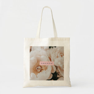 Tote Bag Art floral personnalisé élégant de pivoine rose pâ