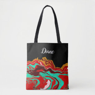 Tote Bag Art Fluide en marbre noir Bourgogne