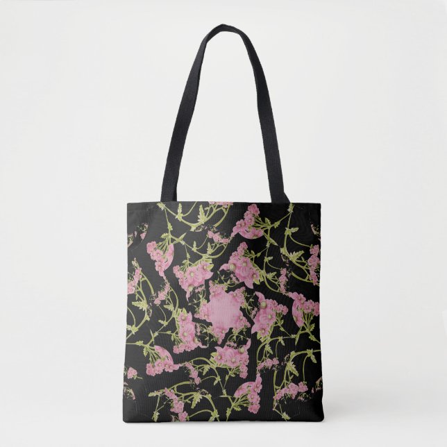 Tote Bag Art fractal d'Achille rose et noir (Devant)