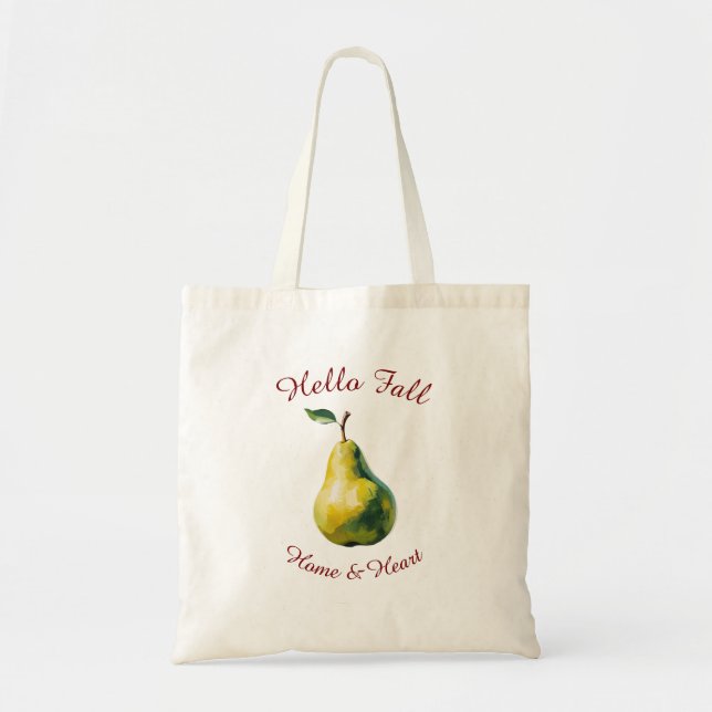 Tote Bag Art fruitier de récolte d'automne avec texte perso (Devant)