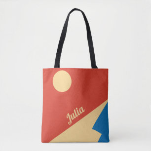 Tote Bag Art géométrique de la montagne et du soleil du mil