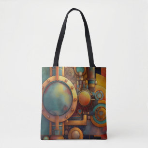 Tote Bag Art géométrique industriel steampunk