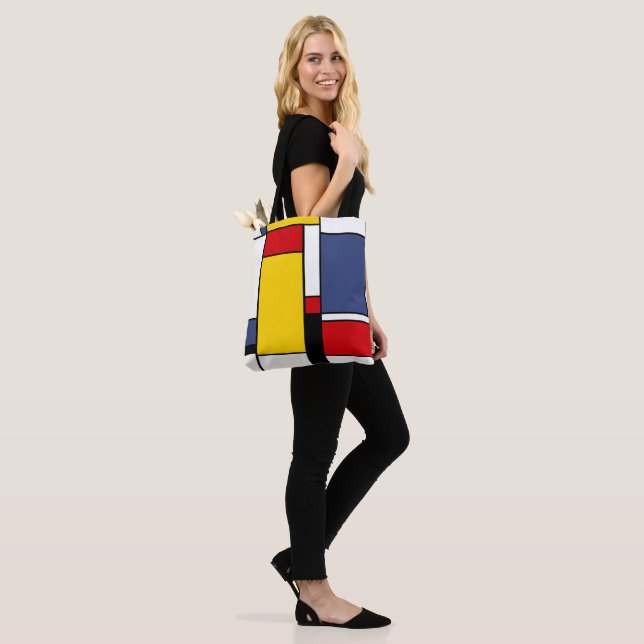 Tote Bag Art Géométrique Moderne Inspiré Par Mondrian (Sur le modèle)