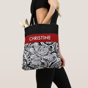 Tote Bag Art Géométrique Noir Et Blanc 15