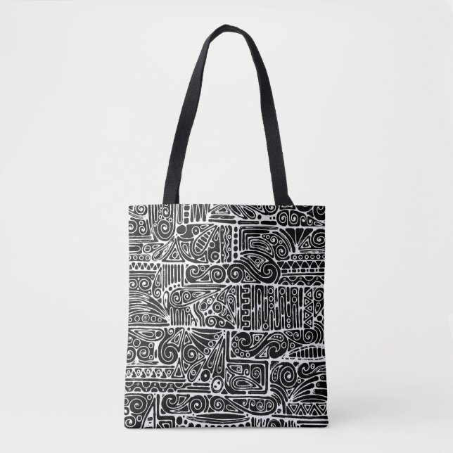 Tote Bag Art Géométrique Noir Et Blanc 2 (Devant)