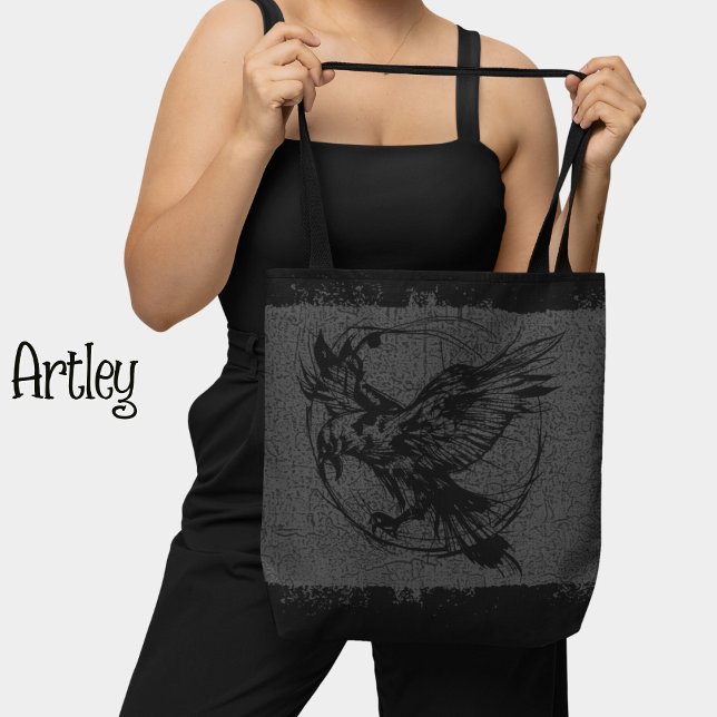 Tote Bag Art gothique de tatouage gris-noir (Créateur téléchargé)