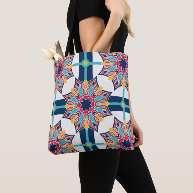 Tote Bag Art Islamique sans couture coloré (De près)