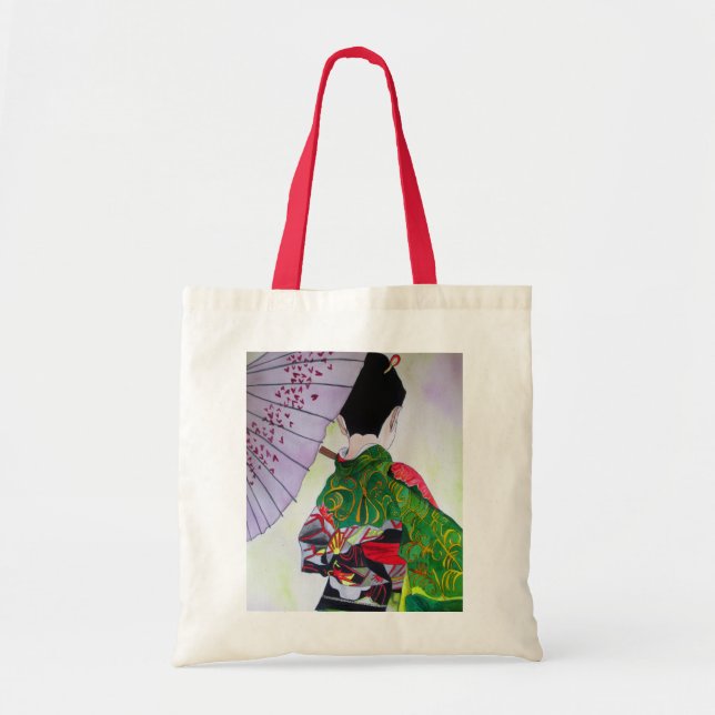 Tote Bag Art japonais de geisha avec le kimono et le (Devant)