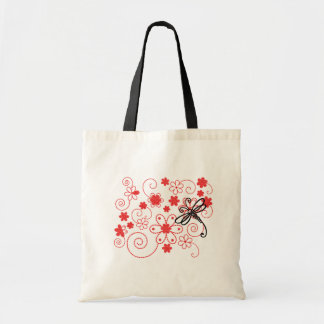 Tote Bag Art Libellule Fleurie