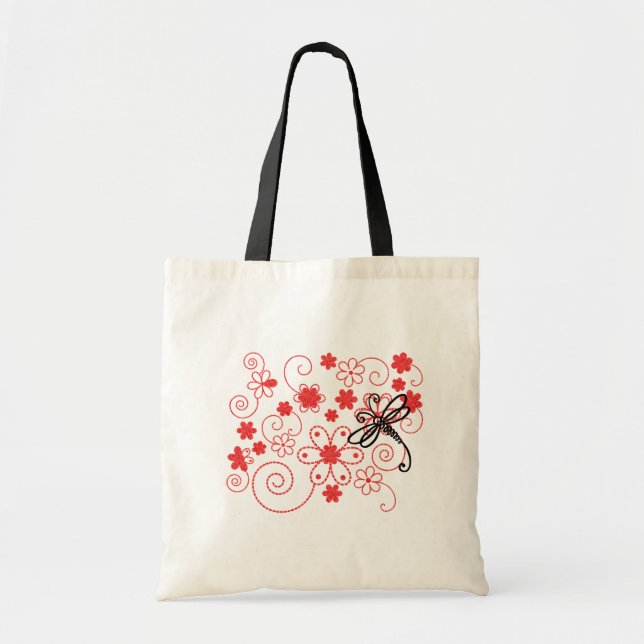 Tote Bag Art Libellule Fleurie (Devant)