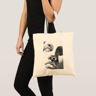 Tote Bag Art matriciel par points : Visage de marbre classi