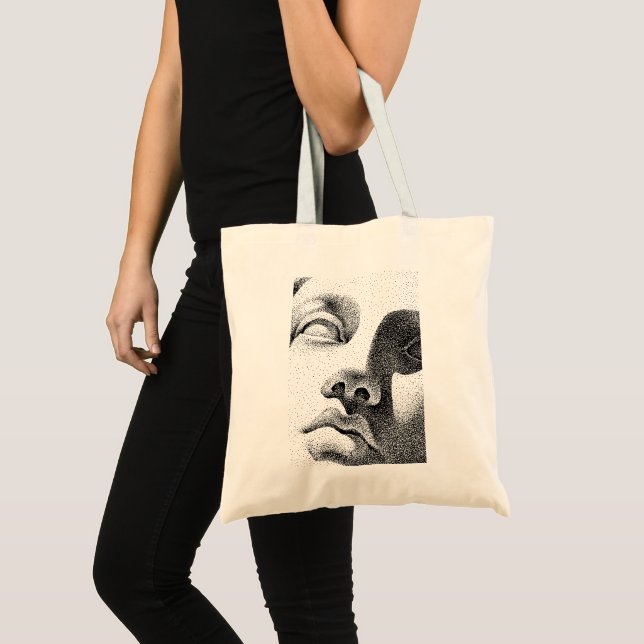 Tote Bag Art matriciel par points : Visage de marbre classi (Devant (produit))