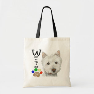 Tote Bag Art mignon de chien et de patte de Westie