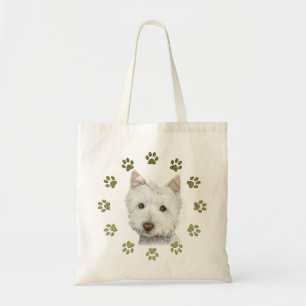 Tote Bag Art mignon et pattes de chien de Westie
