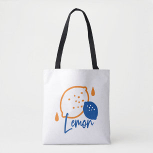 Tote Bag Art minimaliste de la ligne de citron - Fruit d'ag