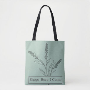 Tote Bag Art minimaliste de ligne de lavande verte