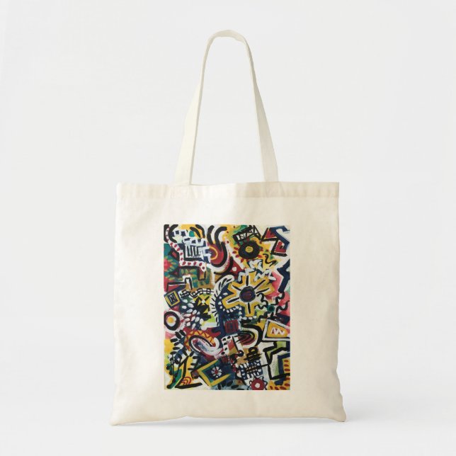 Tote Bag Art Moderne Peint À La Main Au Maroc (Devant)
