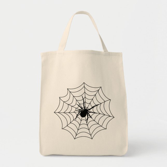 Tote Bag Art noir d'arachnides d'insectes de Spidernet (Devant)