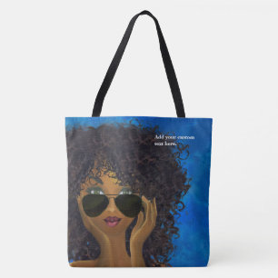 Tote Bag Art noir de sororité bleue faite sur commande