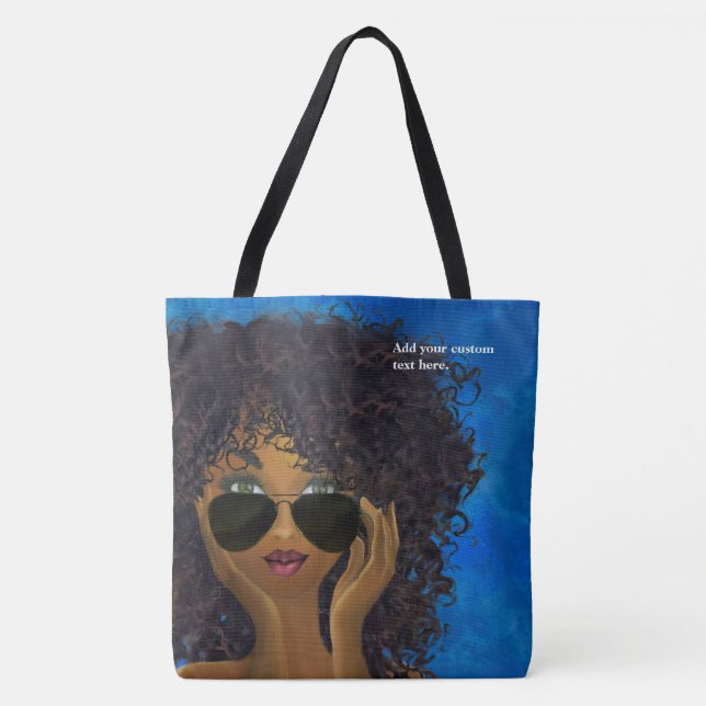 Tote Bag Art noir de sororité bleue faite sur commande (Devant)