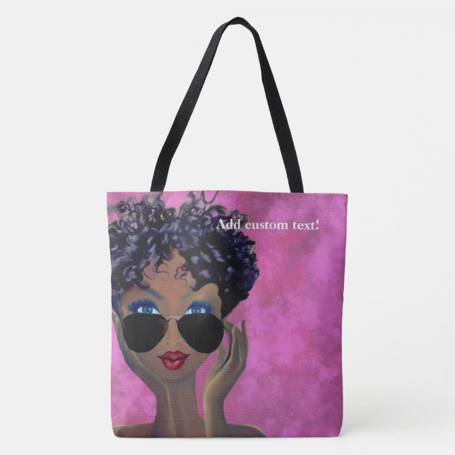 Tote Bag Art noir de sororité rose (Devant)