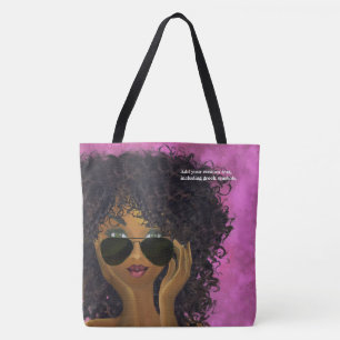 Tote Bag Art noir de sororité rose