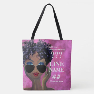 Tote Bag Art noir de sororité rose faite sur commande