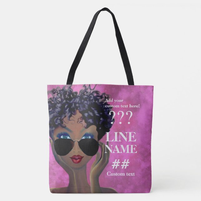 Tote Bag Art noir de sororité rose faite sur commande (Devant)