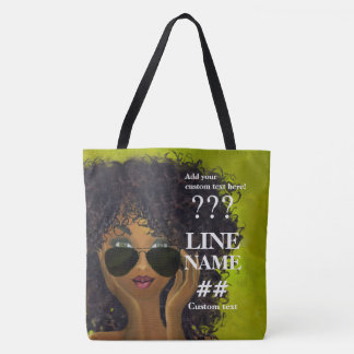 Tote Bag Art noir de sororité verte