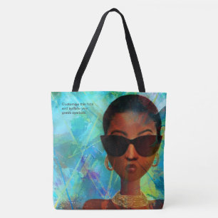 Tote Bag Art noir sauvage d'Aqua fait sur commande