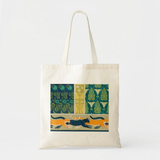 Tote Bag Art Nouveau Cats and Flowers