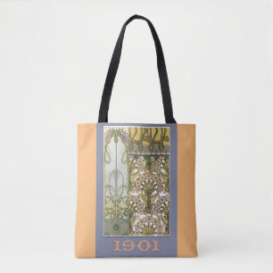 Tote Bag Art nouveau fleurs alphonse mucha art floral