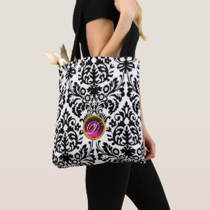 TOTE BAG ART NOUVEAU ROSE NOIR BLANC DOMMASQUE ROSE MONOGRA