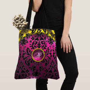 TOTE BAG ART NOUVEAU ROSE NOIR OR DOMMASQUE MONOGRAM