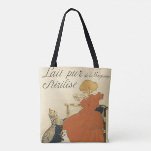 Tote Bag Art Nouveau victorien vintage, Fille avec chats au