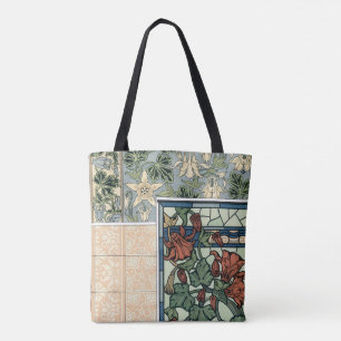 Tote Bag Art Nouveau vintage, Columbine Aquilegia Flowers