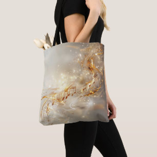 Tote Bag Art numérique Golden Musical Notes