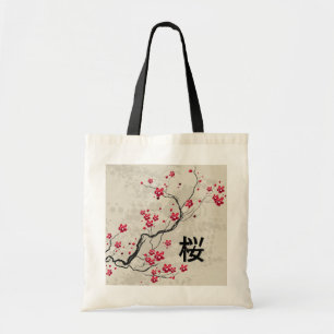 Tote Bag Art oriental de fleurs de cerisier de Sakura de