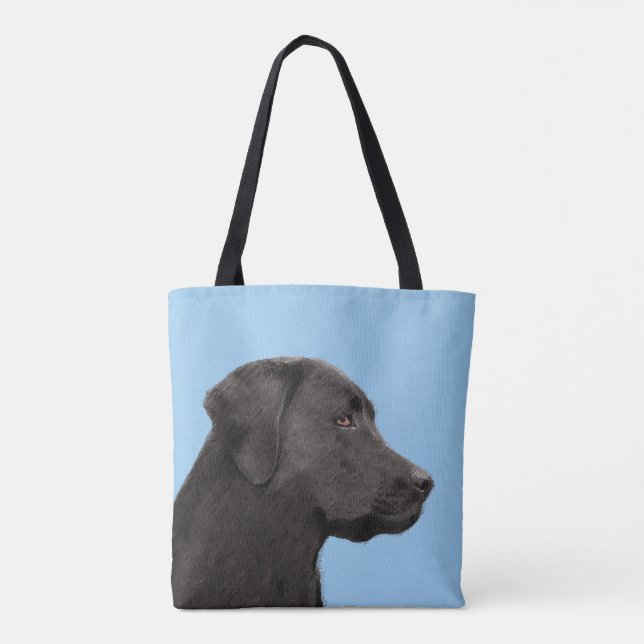 Tote Bag Art original de chien de peintre noir de Labrador  (Dos)